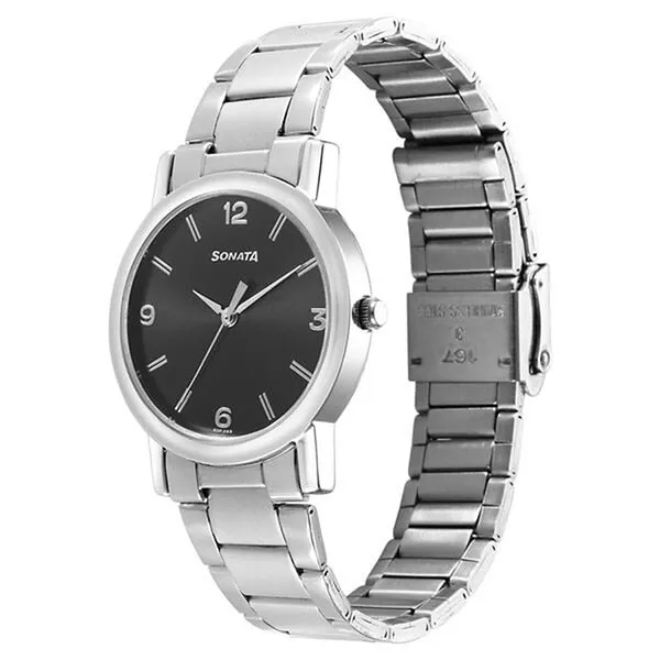 Đồng Hồ Nam Sonata Classic Quartz Analog Black 7987SM07 Màu Đen Bạc - Đồng hồ - Vua Hàng Hiệu