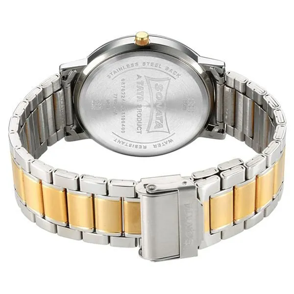 Đồng Hồ Nam Sonata Utsav Quartz Analog Silver Dial Watch 77108BM04 Màu Bạc - Vàng - Đồng hồ - Vua Hàng Hiệu