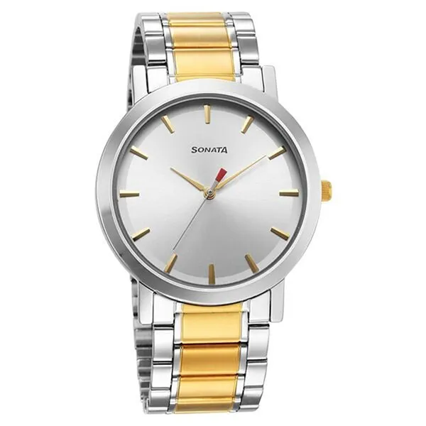 Đồng Hồ Nam Sonata Utsav Quartz Analog Silver Dial Watch 77108BM04 Màu Bạc - Vàng - Đồng hồ - Vua Hàng Hiệu