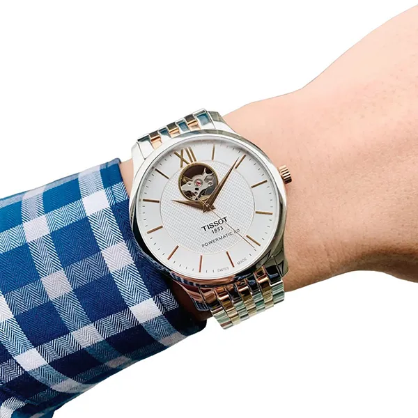Đồng Hồ Nam Tissot Automatic Tradition Powermatic 80 T063.907.22.038.01 Màu Bạc/Vàng Hồng