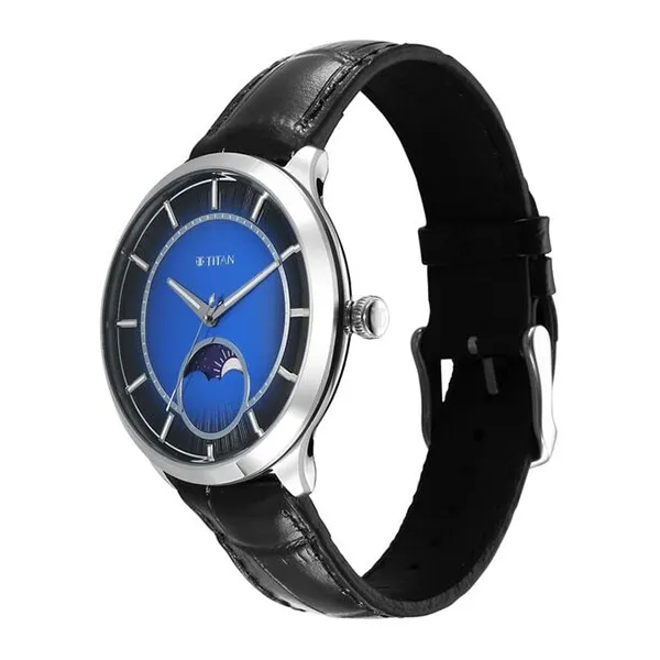 Đồng Hồ Nam Titan Caelum Sun Moon Sub-Dial Watch 10028SL01 Màu Đen