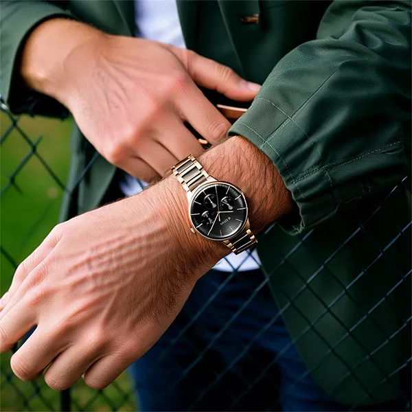 Đồng Hồ Nam Titan Ceramic Fusion Black Dial Watch 90148KD03 Màu Đen Vàng Hồng