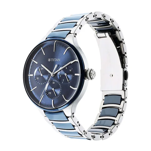 Đồng Hồ Nam Titan Ceramic Fusion Blue Dial Watch 90148KD02 Màu Xanh Blue