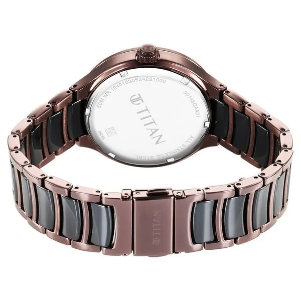 Đồng Hồ Nam Titan Ceramic Fusion Multifunction 90148KD05 Màu Nâu Đen
