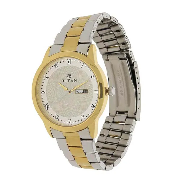 Đồng Hồ Nam Titan Champagne Dial Two Toned Stainless Steel Strap Watch 1584BM02 Màu Vàng/Bạc
