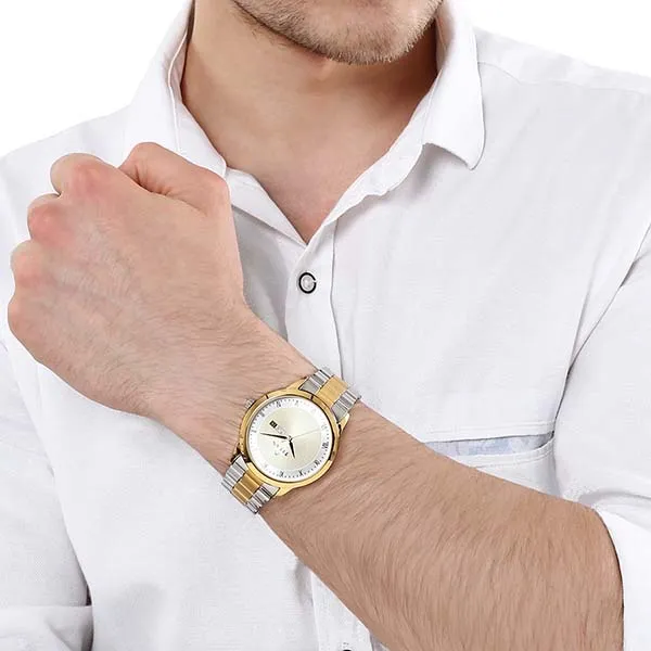 Đồng Hồ Nam Titan Champagne Dial Two Toned Stainless Steel Strap Watch 1584BM02 Màu Vàng/Bạc