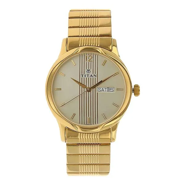 Đồng Hồ Nam Titan Champagne Dial Watch 1580YM05 Màu Vàng Gold