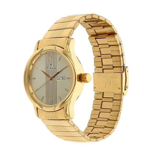 Đồng Hồ Nam Titan Champagne Dial Watch 1580YM05 Màu Vàng Gold