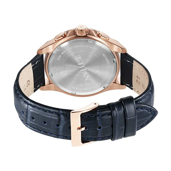 Đồng Hồ Nam Titan Classic Chrono Watch 90169WL01 Màu Xanh Navy Vàng Hồng