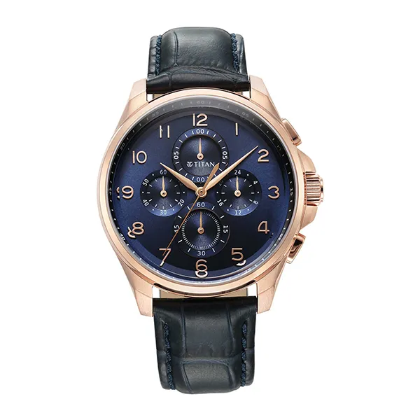 Đồng Hồ Nam Titan Classic Chrono Watch 90169WL01 Màu Xanh Navy Vàng Hồng