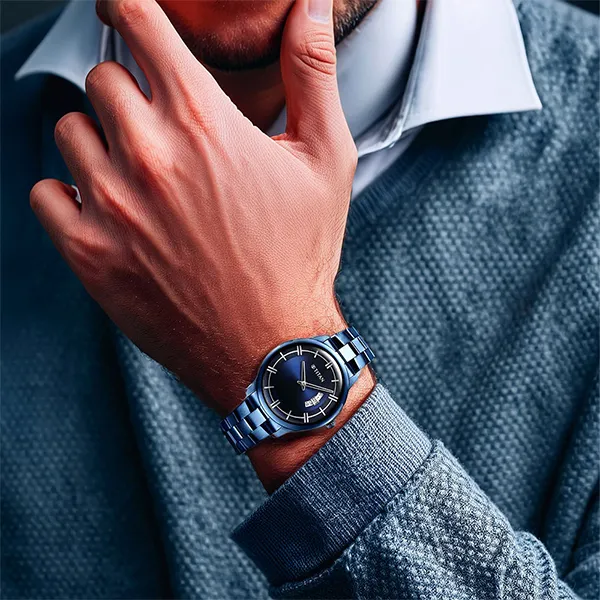 Đồng Hồ Nam Titan Classic Distincta Watch 90170QM01 Màu Xanh Dương