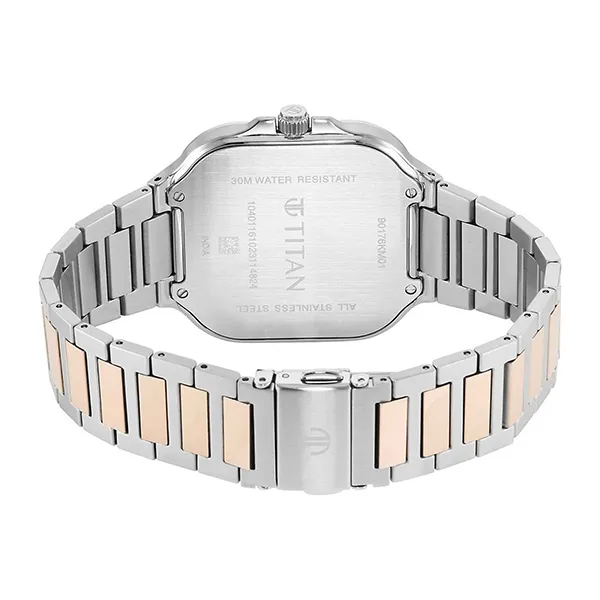 Đồng Hồ Nam Titan Classique Slim Square Quartz Analog Watch 90176KM01 Màu Bạc Vàng Hồng