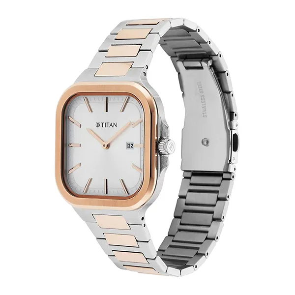 Đồng Hồ Nam Titan Classique Slim Square Quartz Analog Watch 90176KM01 Màu Bạc Vàng Hồng