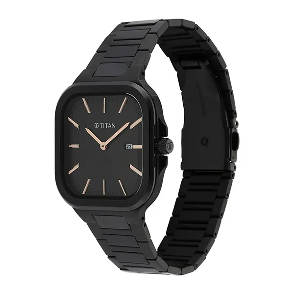 Đồng Hồ Nam Titan Classique Slim Square Quartz Analog Watch 90176NM01 Màu Đen