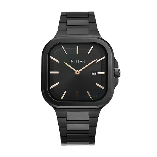 Đồng Hồ Nam Titan Classique Slim Square Quartz Analog Watch 90176NM01 Màu Đen