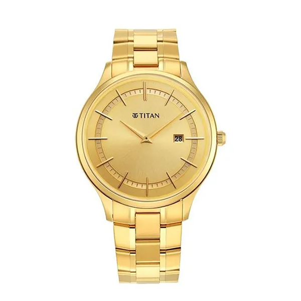 Đồng Hồ Nam Titan Classique Slimline Champagne Dial Analog 90142YM01 Màu Vàng