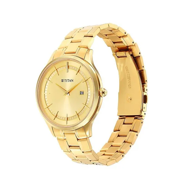 Đồng Hồ Nam Titan Classique Slimline Champagne Dial Analog 90142YM01 Màu Vàng