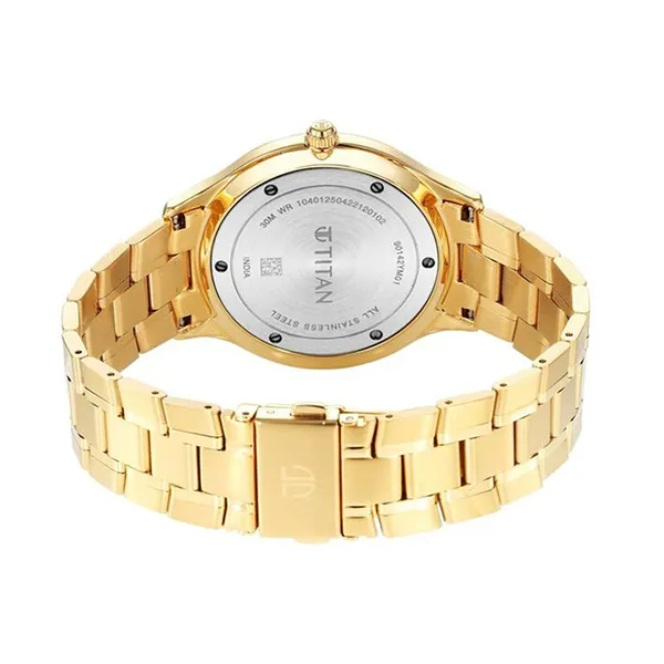 Đồng Hồ Nam Titan Classique Slimline Champagne Dial Analog 90142YM01 Màu Vàng