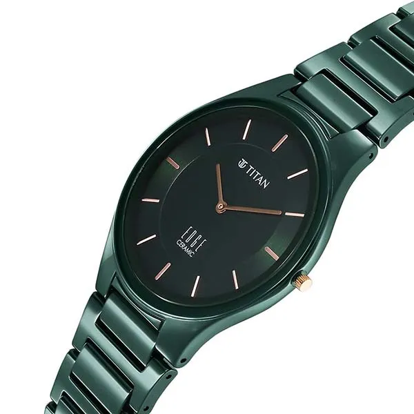 Đồng Hồ Nam Titan Edge Ceramic Quartz Watch 1696QC06 Màu Xanh Green