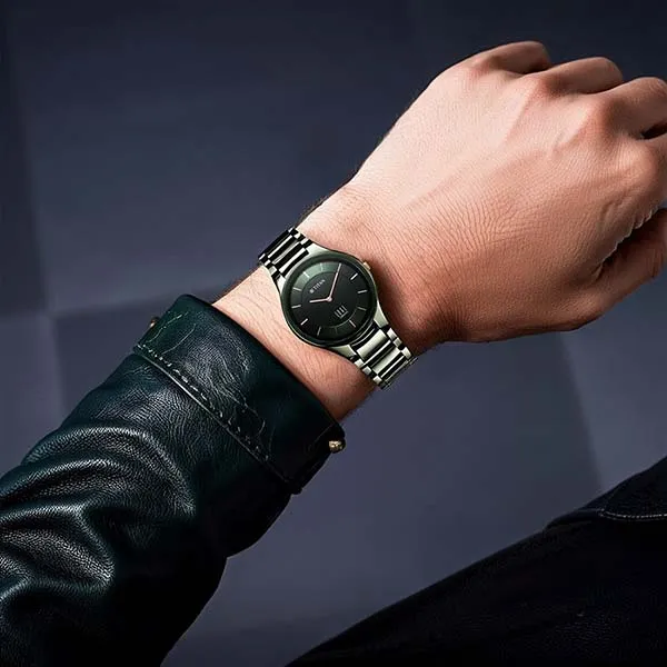 Đồng Hồ Nam Titan Edge Ceramic Quartz Watch 1696QC06 Màu Xanh Green