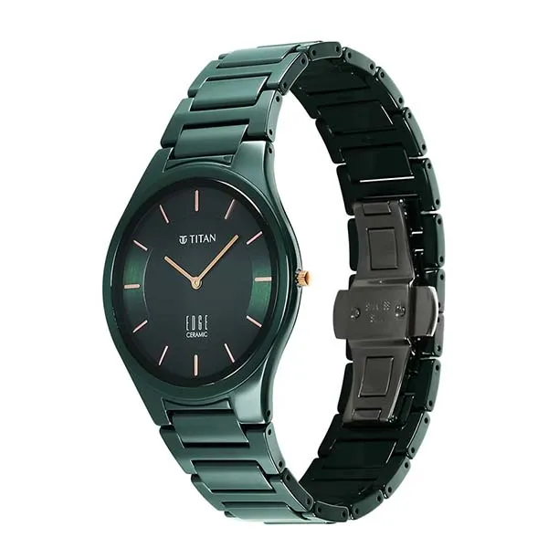 Đồng Hồ Nam Titan Edge Ceramic Quartz Watch 1696QC06 Màu Xanh Green