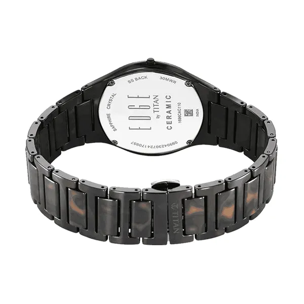 Đồng Hồ Nam Titan Edge Ceramic Slim Midnight Gold Strap Watch 1696KC04 Màu Đen