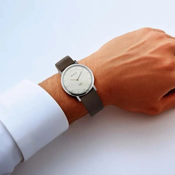 Đồng Hồ Nam Titan Edge Leather Strap Watch 1595SL03 Màu Nâu/Bạc