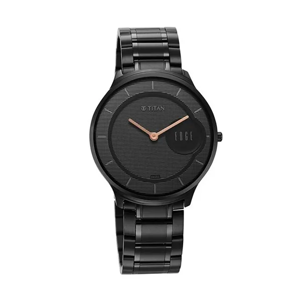 Đồng Hồ Nam Titan Edge Metal Black Dial Analog Stainless Steel 1843NM03 Màu Đen