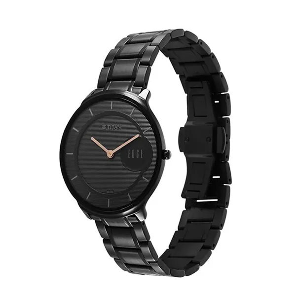 Đồng Hồ Nam Titan Edge Metal Black Dial Analog Stainless Steel 1843NM03 Màu Đen
