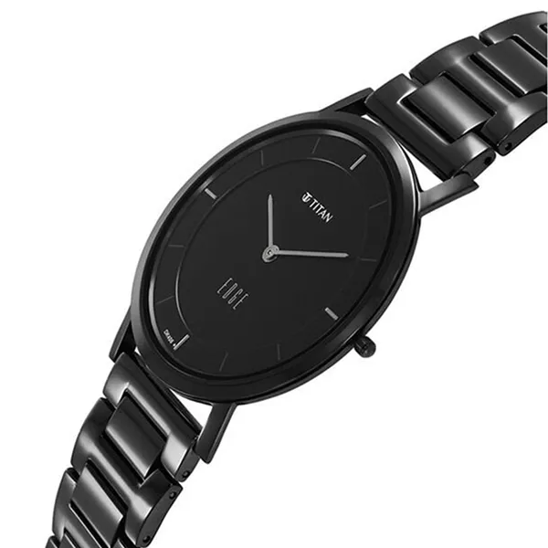 Đồng Hồ Nam Titan Edge Quartz Analog Black Dial Black Stainless 1595NM01 Màu Đen