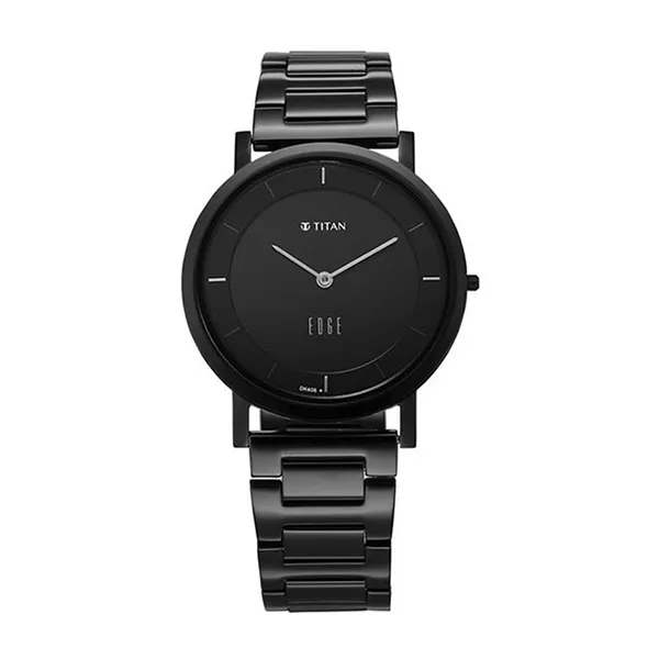 Đồng Hồ Nam Titan Edge Quartz Analog Black Dial Black Stainless 1595NM01 Màu Đen