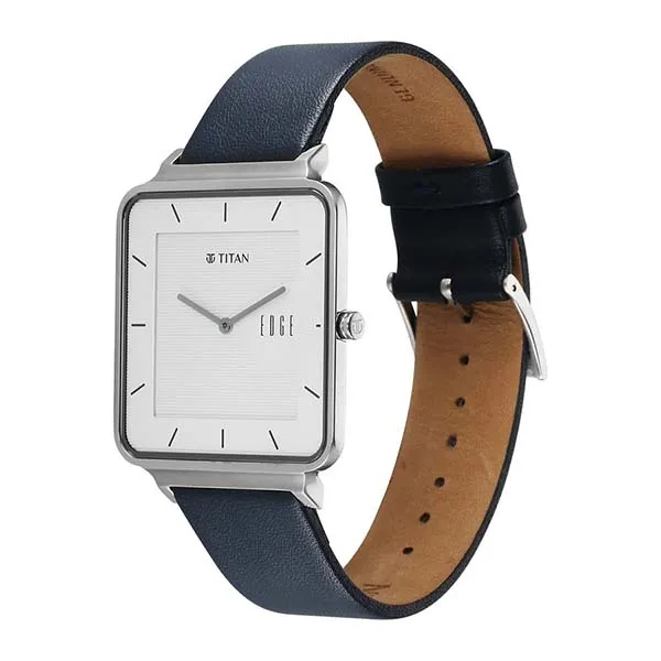 Đồng Hồ Nam Titan Edge Quad Quartz Analog White Dial Leather Strap Watch 10017SL01 Màu Xanh/Trắng