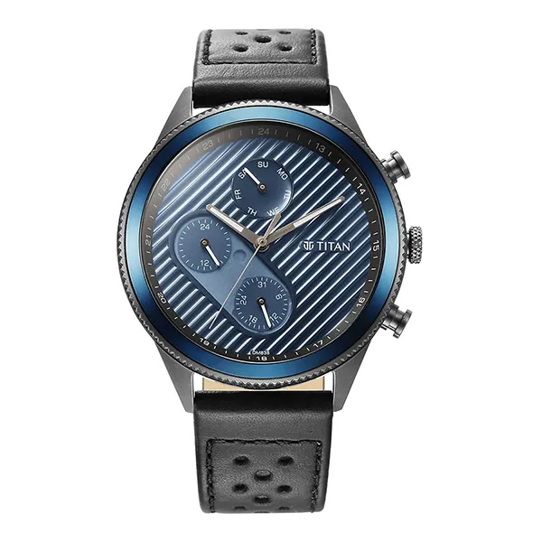 Đồng Hồ Nam Titan IBD Bolt Leather Strap Watch 1814KL02 Màu Xanh