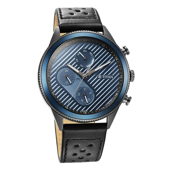 Đồng Hồ Nam Titan IBD Bolt Leather Strap Watch 1814KL02 Màu Xanh