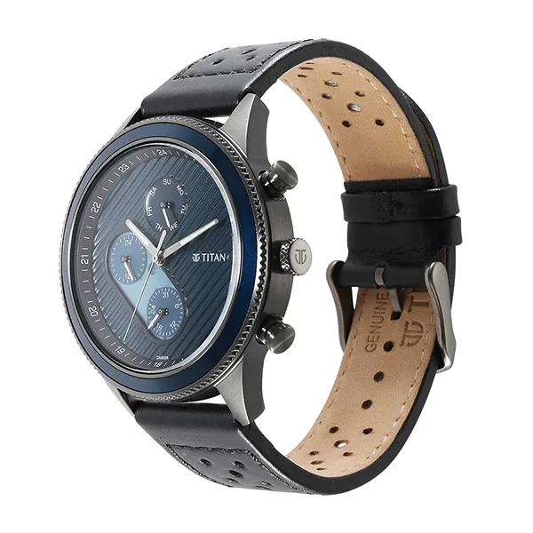 Đồng Hồ Nam Titan IBD Bolt Leather Strap Watch 1814KL02 Màu Xanh