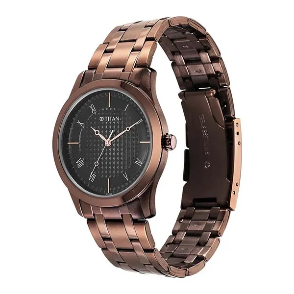 Đồng Hồ Nam Titan Karishma Black Dial Watch 1823QM01 Màu Nâu/Đen