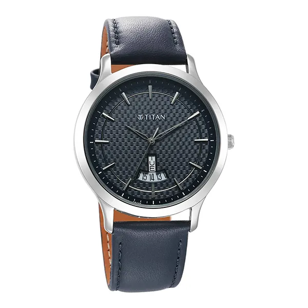 Đồng Hồ Nam Titan Karishma Quartz Analog Blue Dial Leather Strap Watch 1825SL14 Màu Xanh Blue