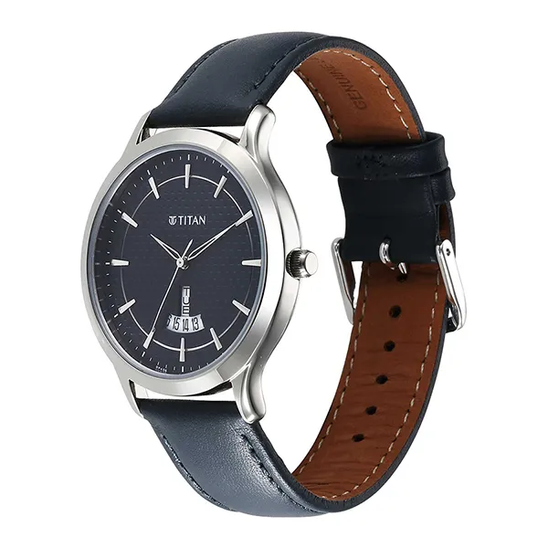 Đồng Hồ Nam Titan Karishma Quartz Analog Blue Dial Leather Strap Watch 1825SL14 Màu Xanh Blue
