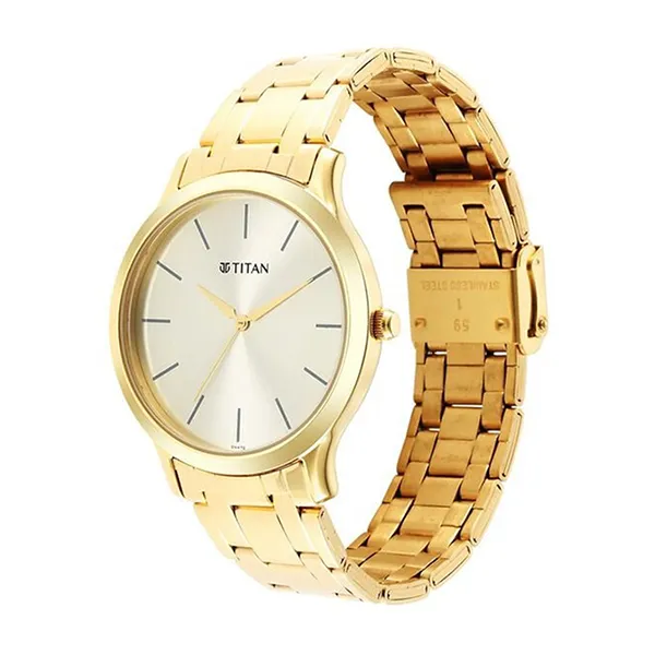 Đồng Hồ Nam Titan Karishma Quartz Analog Champagne Dial Golden 1825YM08 Màu Vàng