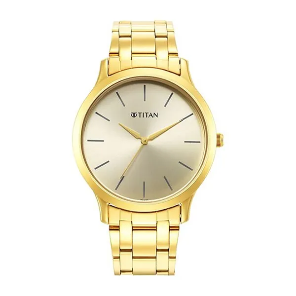 Đồng Hồ Nam Titan Karishma Quartz Analog Champagne Dial Golden 1825YM08 Màu Vàng