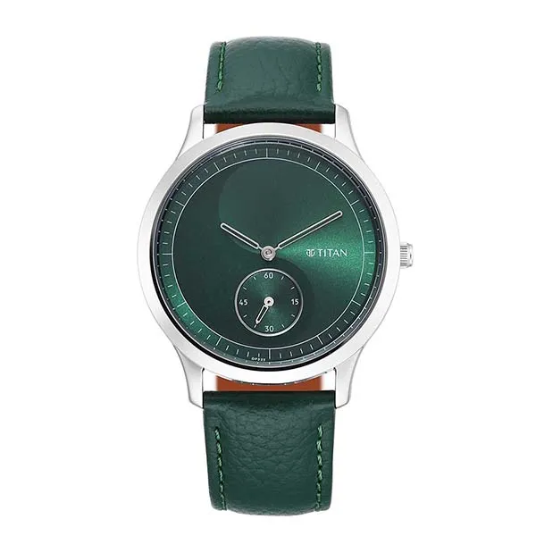 Đồng Hồ Nam Titan Leather Strap Watch 1825SL05 Màu Xanh Green