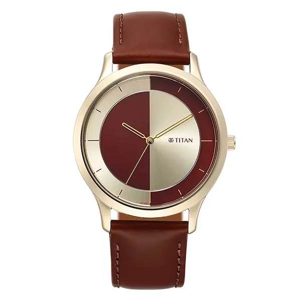 Đồng Hồ Nam Titan Leather Strap Watch 1825WL04 Màu Đỏ