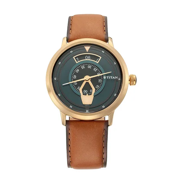 Đồng Hồ Nam Titan Maritime Leather Strap Watch 1828QL01 Màu Xanh Lá