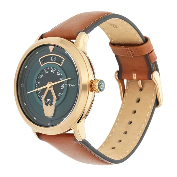 Đồng Hồ Nam Titan Maritime Leather Strap Watch 1828QL01 Màu Xanh Lá