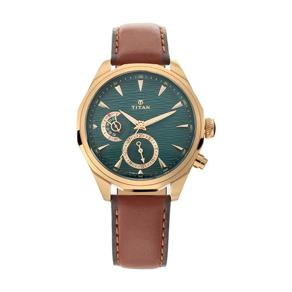 Đồng Hồ Nam Titan Maritime Leather Strap Watch 1829QL01 Màu Xanh Lá