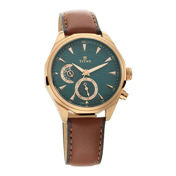Đồng Hồ Nam Titan Maritime Leather Strap Watch 1829QL01 Màu Xanh Lá