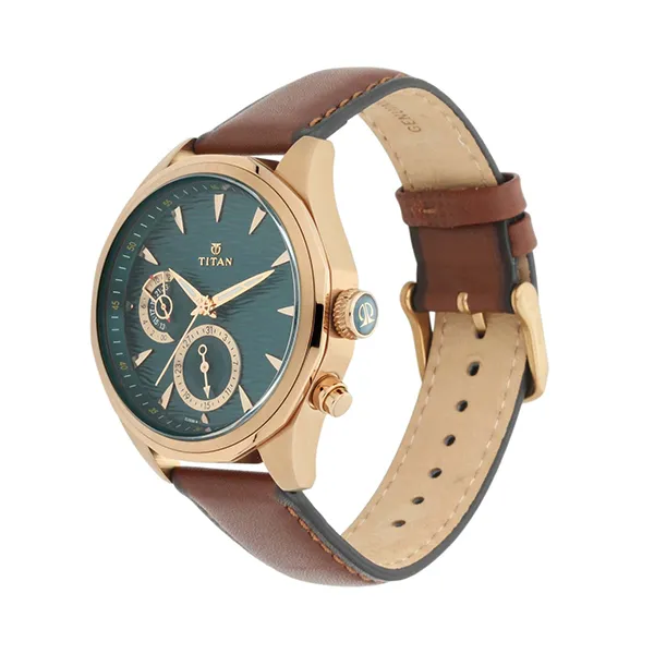 Đồng Hồ Nam Titan Maritime Leather Strap Watch 1829QL01 Màu Xanh Lá