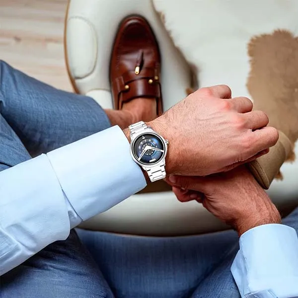 Đồng Hồ Nam Titan Maritime Quartz Analog Blue Dial Watch 1828SM01 Màu Bạc/Xanh