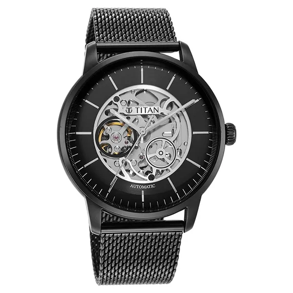 Đồng Hồ Nam Titan Mechanical Black Dial Automatic Watch 90110NM01 Màu Đen