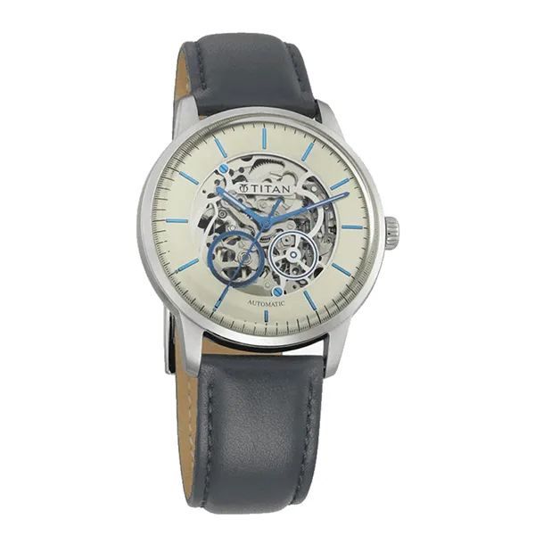 Đồng Hồ Nam Titan Mechanical I Leather Strap Watch 90110SL02 Màu Vàng